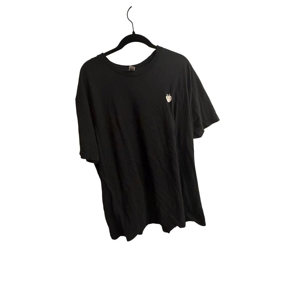 American Apparel Black T-Shirt 2XL Embroidered Peach Logo 100% Cotton - Picture 2 of 6
